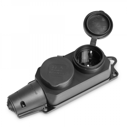 Колодка подовжувача із заземленням 2 розетки чорна Standard Titanum, фото 1