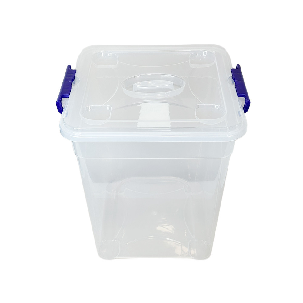 Пластиковий харчовий контейнер 24Л із кришкою JUMBO, квадратний, прозорий SNMZ