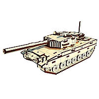 Дерев'яний конструктор 3D-пазл "Танк Leopard", 195 деталей, розвиваючі іграшки