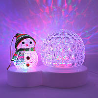 Диско шар светодиодный Снеговик на подставке Вращающаяся лампа Светомузыка Led Christmas Light RD5001 i