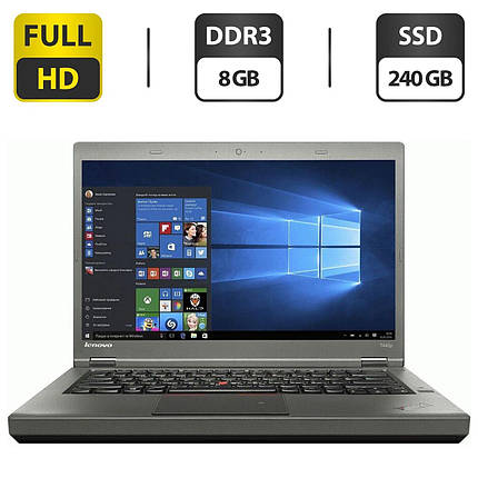 Ноутбук Б-клас Lenovo ThinkPad T440p/ 14" (1920x1080)/ Core i7-4600M/ 8 GB RAM/ 240 GB SSD/ HD 4600, фото 1