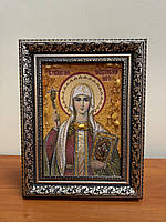 Свята Рівноапостольна Ніна ікона з бурштину 20х30 см