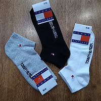 Короткие демисезонные черные спортивные носки Tommy Hilfiger - носки спорт для парня Серый