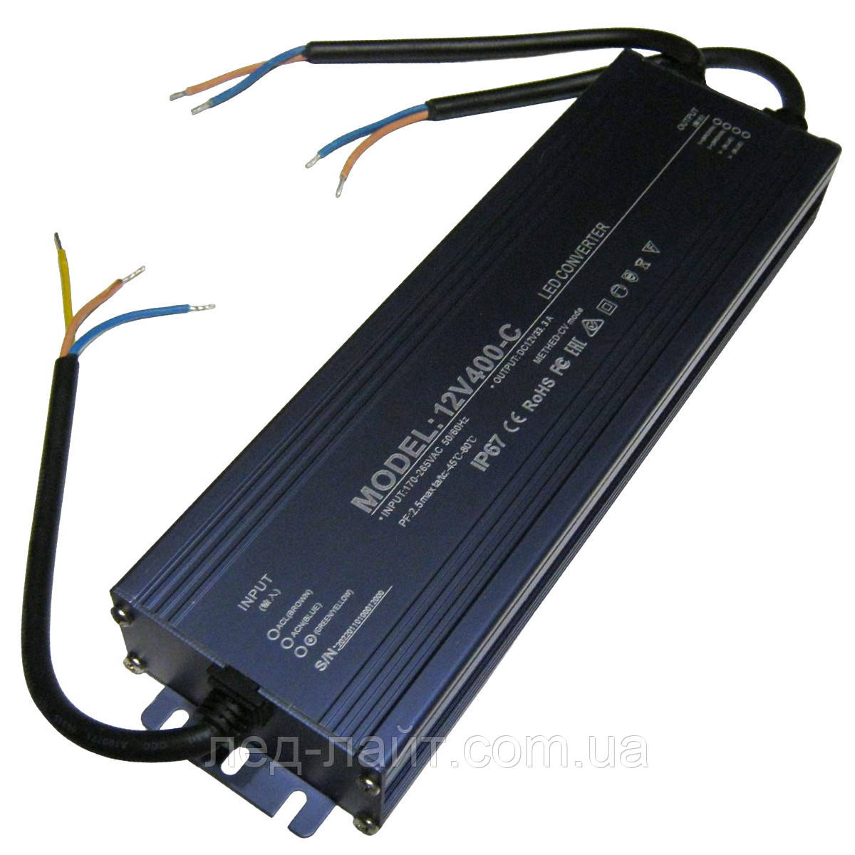 Блок живлення 12V 33,3A 400W у герметичному корпусі IP67, фото 1
