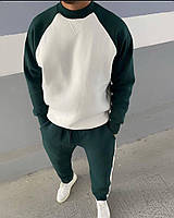 Спортивный костюм мужской с белыми лампасами Vizavi зеленый