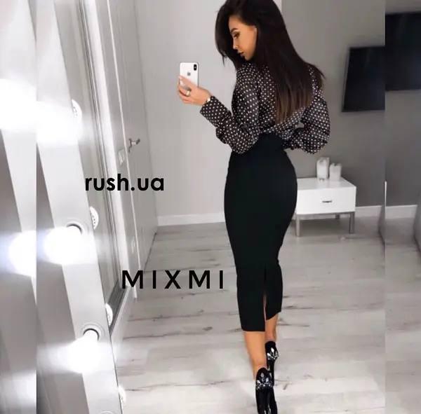 Жіноча спідниця міді з розрізом ззаду, фото 1