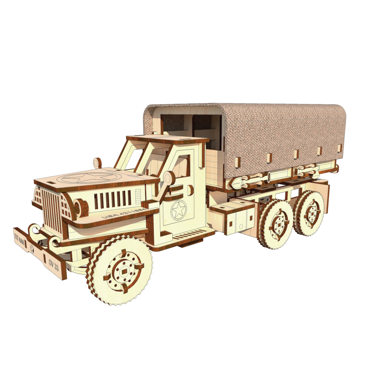 "Вантажівка Studebaker", дерев'яний конструктор, 176 деталей, 3D-пазл, фото 1