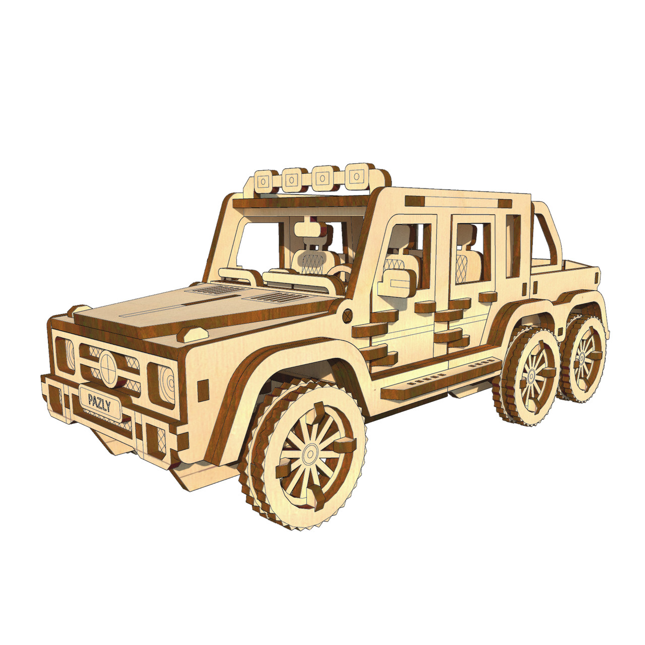 "Пікап 6×6", дерев'яний конструктор, 174 деталі, 3D-пазл, фото 1