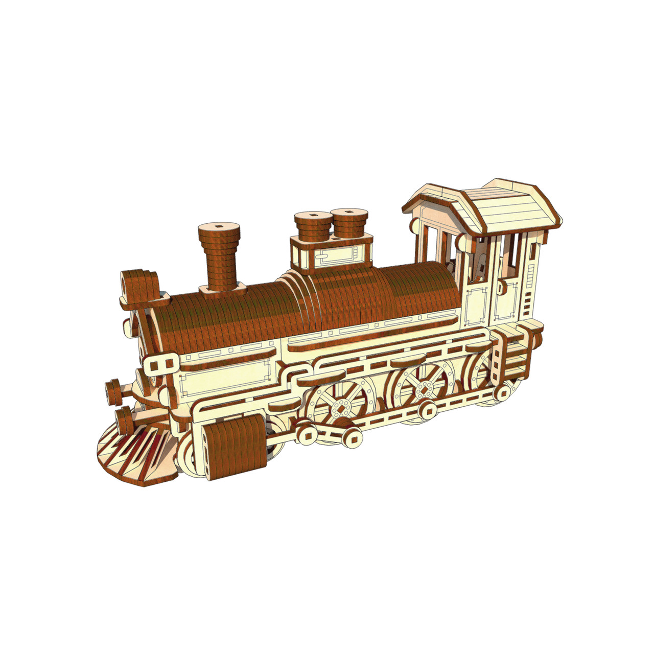 "Локомотив", дерев'яний конструктор, 267 деталей, 3D-пазл, фото 1