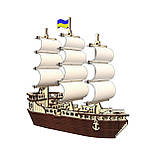 "Вітрильний корабель", дерев'яний конструктор, 148 деталі, 3D-пазл, фото 3