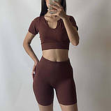 Комплект із топа і шортів в рубчик, фото 6