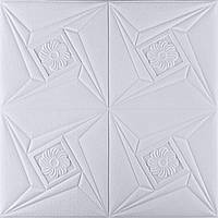 Самоклейна 3D панель білий ромб квітка 700x700x6мм (0101-6)