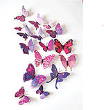 Декоративні 3D- метелики на магнітах, наклейки на стіну Фіолетовий колір 12 шт., фото 7