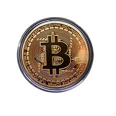 Сувенірна монета Bitcoin в пластиковому футлярі, фото 3