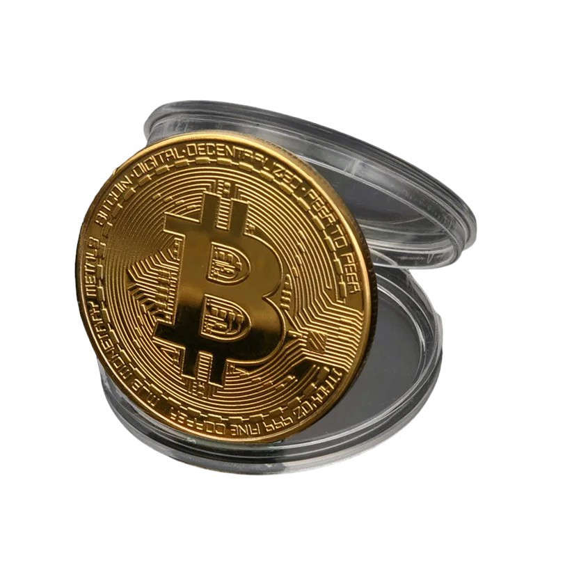 Сувенірна монета Bitcoin в пластиковому футлярі