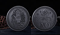 Монета принятия решений ( да или нет) серый цвет Античное готическое предсказание