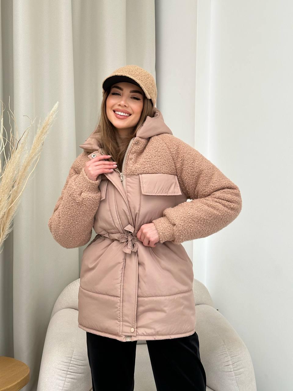 Куртка женская барашек теплая с капюшоном зима S, M, L, XL | Куртка женская с мехом - фото 1 - id-p1994989614