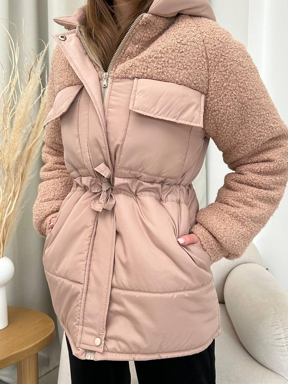 Куртка женская барашек теплая с капюшоном зима S, M, L, XL | Куртка женская с мехом - фото 2 - id-p1994989614