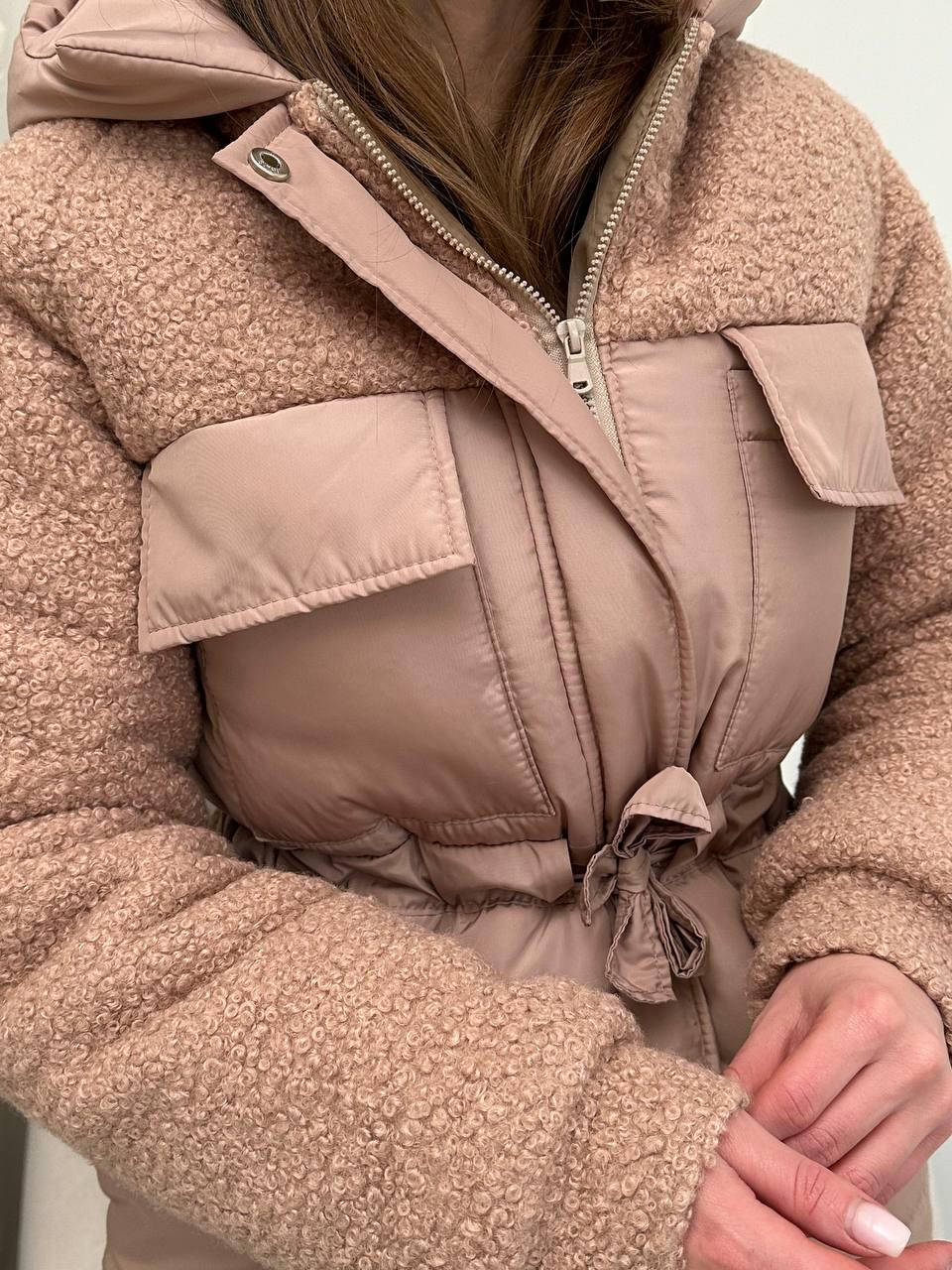 Куртка женская барашек теплая с капюшоном зима S, M, L, XL | Куртка женская с мехом - фото 4 - id-p1994989614