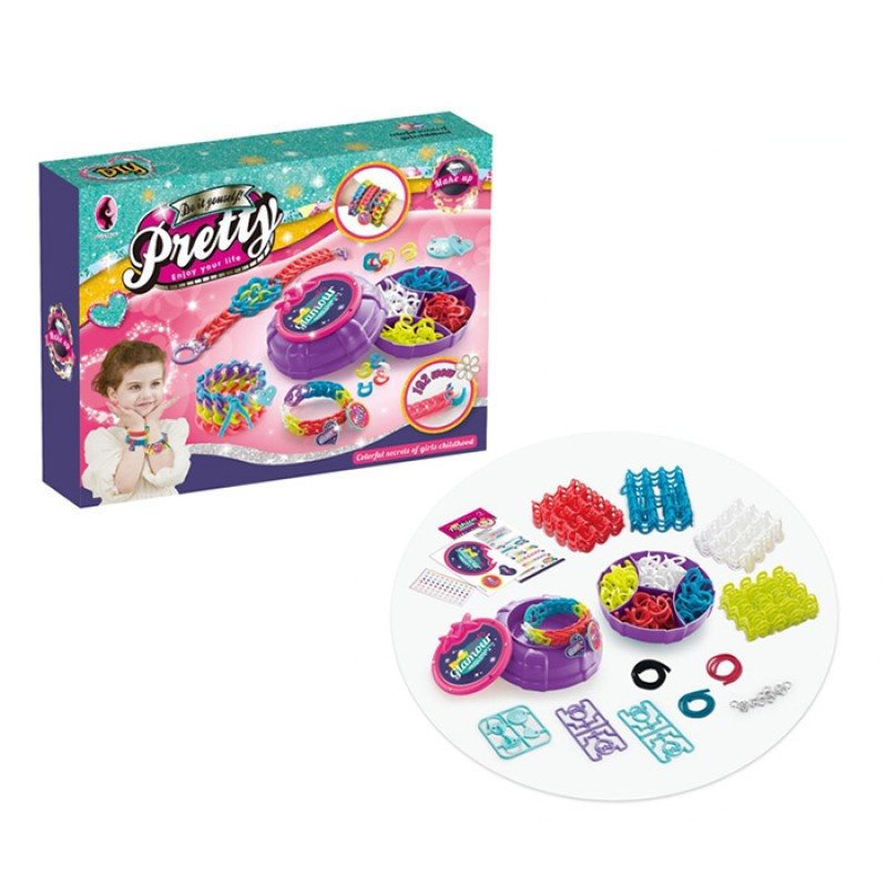 Набір для творчості YK6633, для плетіння браслетів, 192 деталі, наклейки, шнурок, підвіски, фото 1