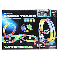 Светящийся трек с машинкой "Magic Tracks" 124, Меджик трек, гибкий трек, трек светится в темноте