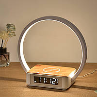 Blonbar прикроватная лампа Qi беспроводное зарядное устройство Светодиодная настольная лампа с будильником