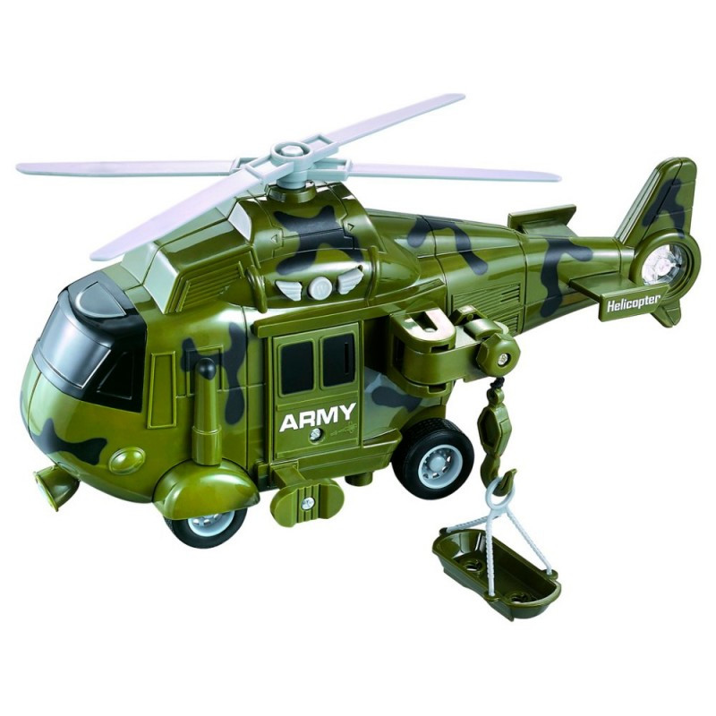 Вертоліт іграшка WY761A, військовий, інерційний, рухомі деталі, музика, світло, на батарейках, фото 1