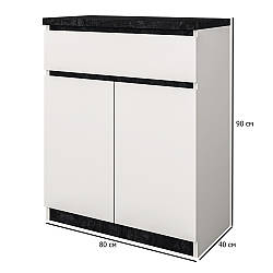 Тумба для взуття без ручок біло-чорна Мія 2Д1Ш 80 см німфеа альба із вставками бетон темний