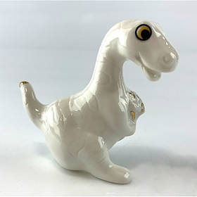 Фарворова  статуетка дракон з букетом білий (8,8 х 4.5х 8.3 см)