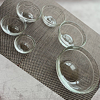 Набір із 6 салатниць UniGlass різного розміру, скляний скляний гладенький з бортиком, прозора соусниця