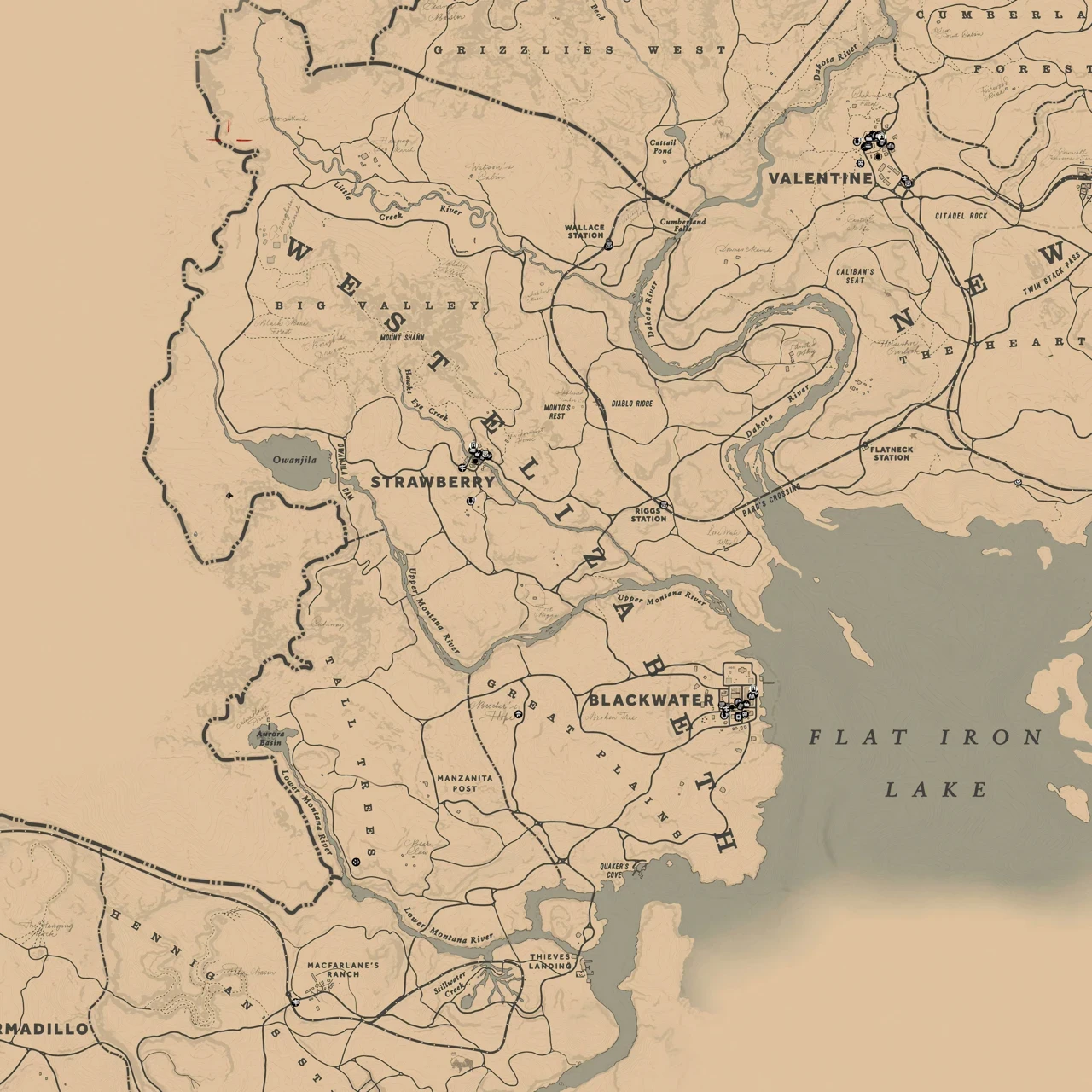 Плакат "Карта мира РДР2, Red Dead Redemption 2, RDR 2", 40×30см (ID ...