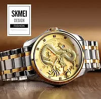 Часы SKMEI Золотой Дракон водонепроницаемые в подарочном боксе