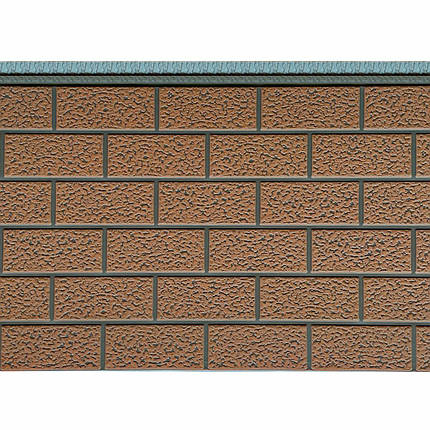 Фасадна панель металева сайдинг для фасада PU 380*41,5*1,5 см цегла коричнева, фото 1
