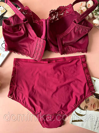 80/85/90/95/100Е Бордовий комплект жіночої білизни на 5 розмір грудей, фото 2