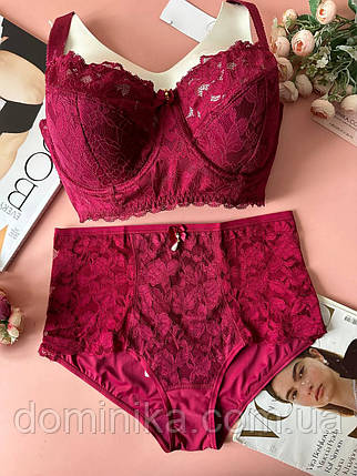 80D Бордовий комплект жіночої білизни на 4 розмір грудей, фото 1