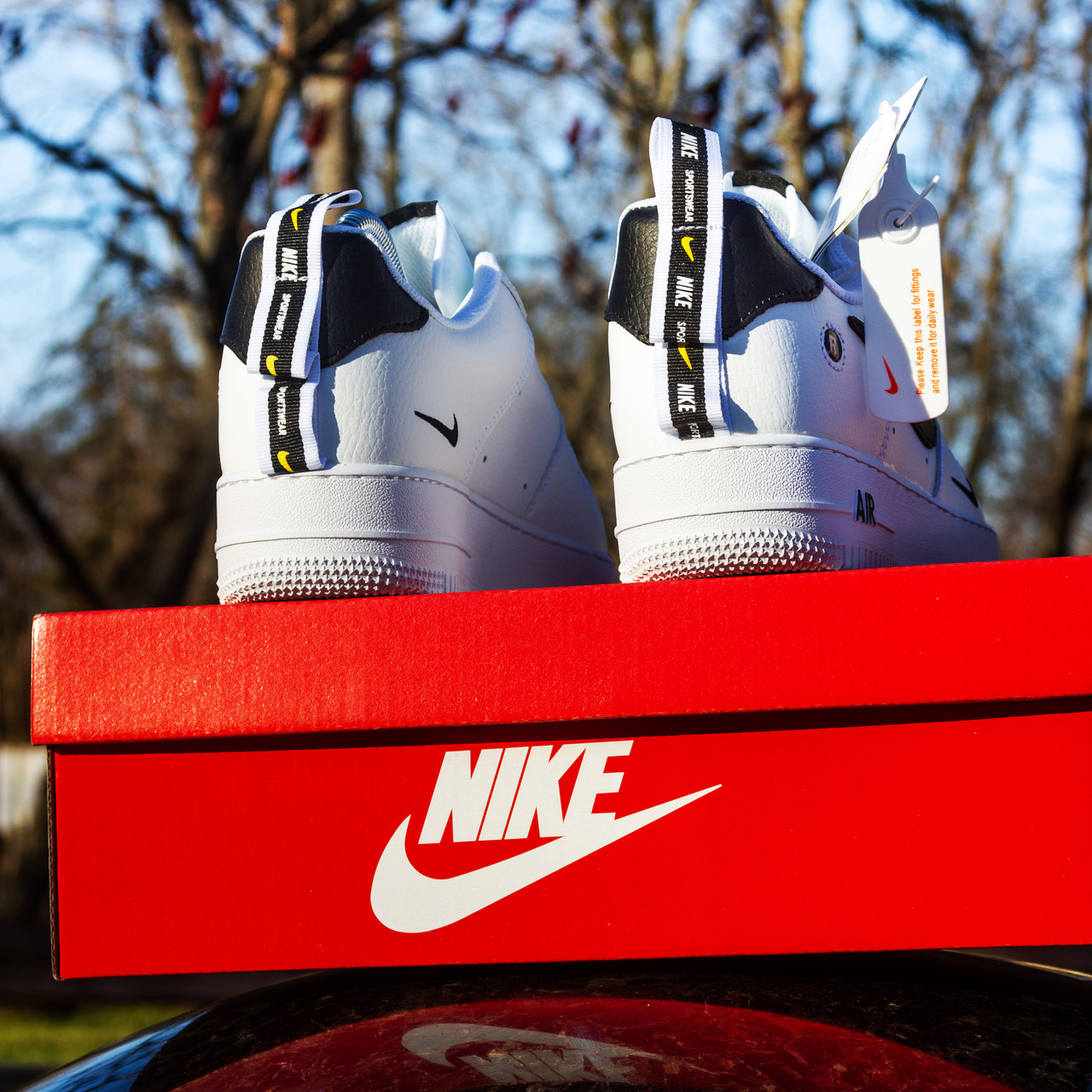 SALE Кросівки Nike Air Force білі чорний свуш 45 29 см, фото 1