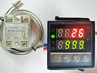 REX-C100 SSR (0--999°C) + SSR40-DA + термопара.