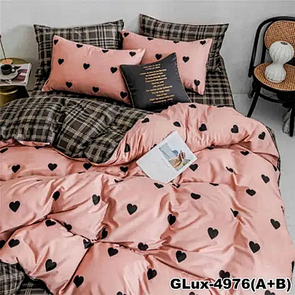 Двоспальна постільна білизна з простирадлом на гумці Ранфорс (21864) Постільна білизна з натуральних тканин, фото 1