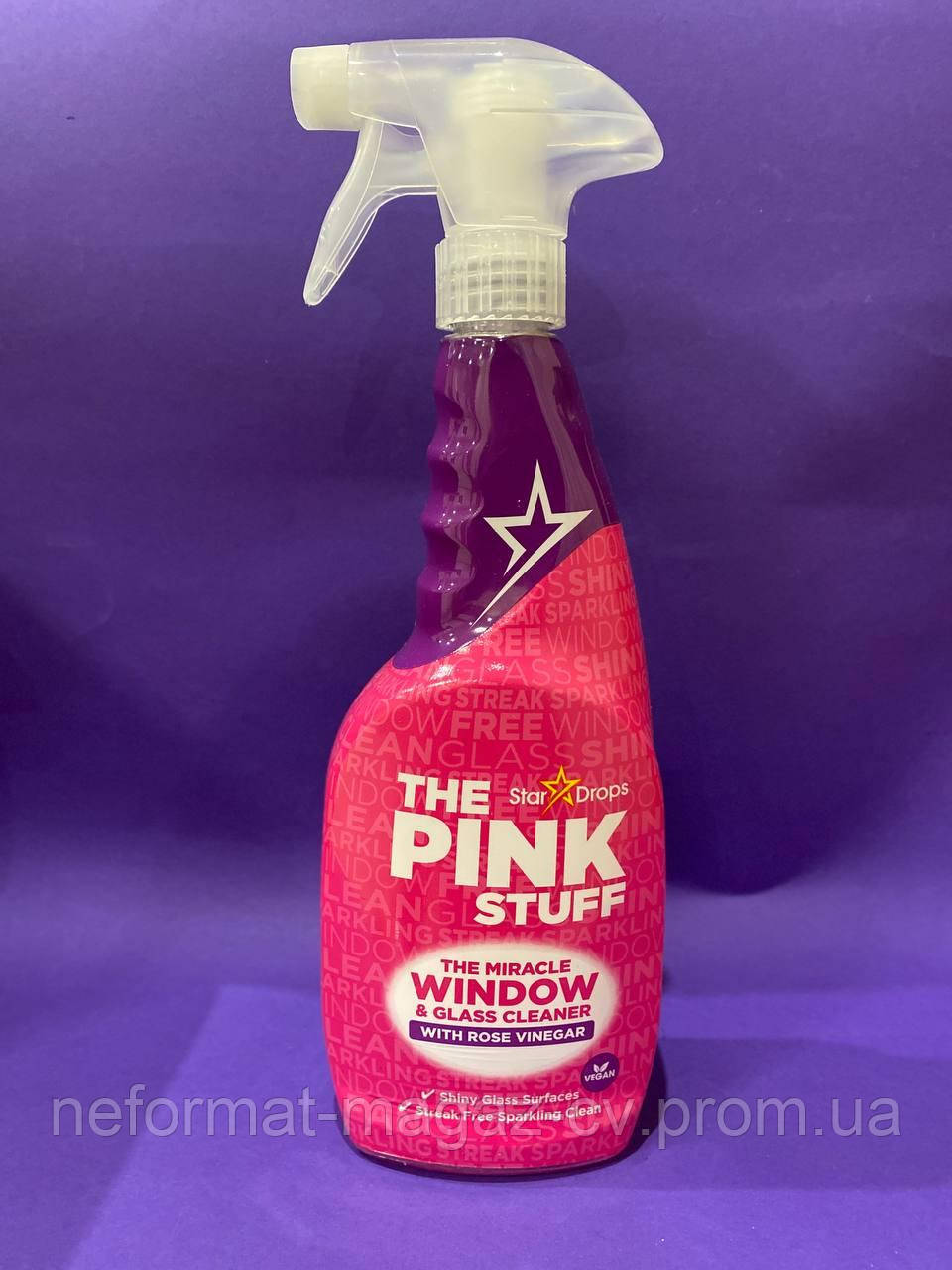 Засіб для миття вікон та дзеркал The Pink Stuff Window Cleaner with Rose Vinegar 750ml