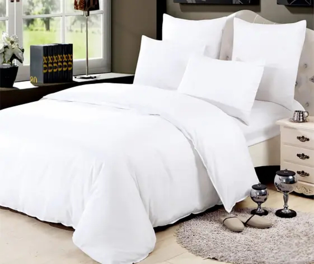 Сімейна постіль з двома підодіяльниками на блискавці (21847) Ранфорс однотонні комплекти постільного, фото 1