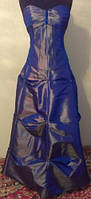 V.16 Корсет + спідниця із синьої парчі-хамелеону, випускний, весілля, розмір 48