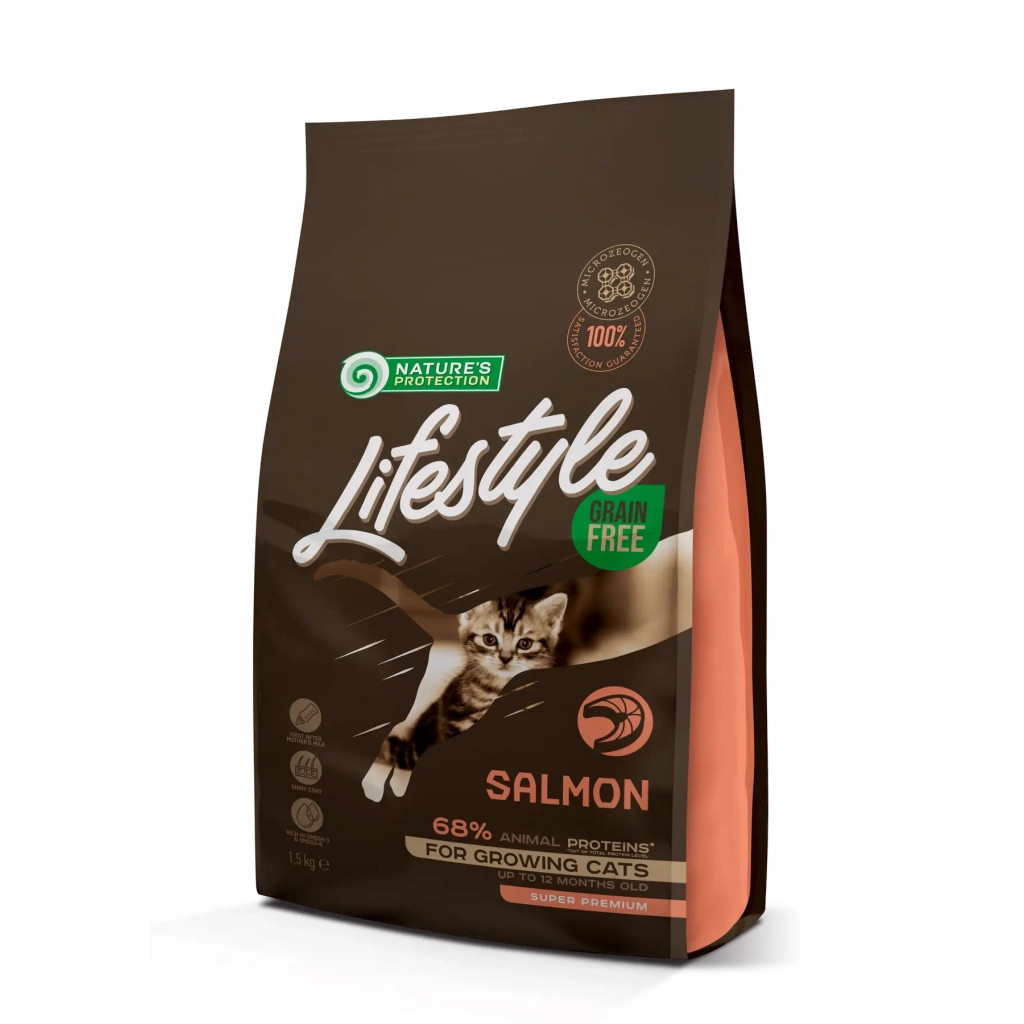 Сухий Корм Для Кішок Nature's Protection Lifestyle Grain Free Salmon Kitten 1.5 Кг