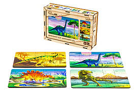 Дерев'яний пазл 4 в 1 "Динозаври" 15 елем. в малюнку  PuzzleOK