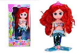 Лялька музична 09849D, Русалка, світло, звук, скляні очі, М'який плавник, шпильки, в коробці р. 21*1