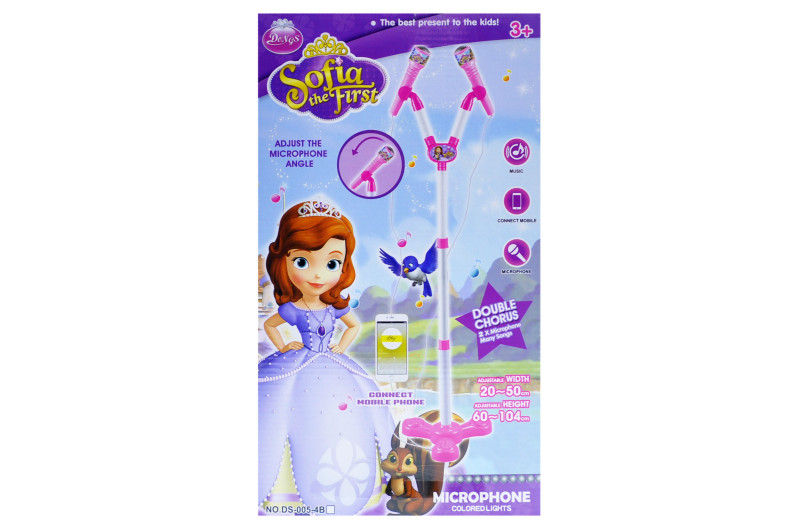 Мікрофон за мотивами мультфільму на підставці, подвійний, музичний, зі світлом, в коробці DS-005-4B