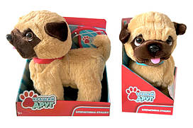 Мопс на повідку, PL82011, гавкає, ходить, виляє хвостом,  короб.- 22*13*28.5 см, р-н іграш. — 22 см