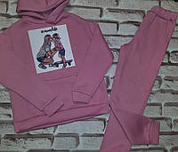 Детский теплый спортивный костюм на девочку цвет розовый (Плотная,теплая ткань,не кашлатится) "Мама и дочь"