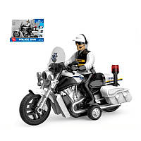 Полицейский мотоцикл игрушка "City service" WY430A, инерционный, 1:10, фигурка, музыка, свет, на батарейках