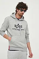 Urbanshop com ua Кофта Alpha Industries чоловіча колір сірий з капюшоном з принтом 178312.17-grey РОЗМІРИ