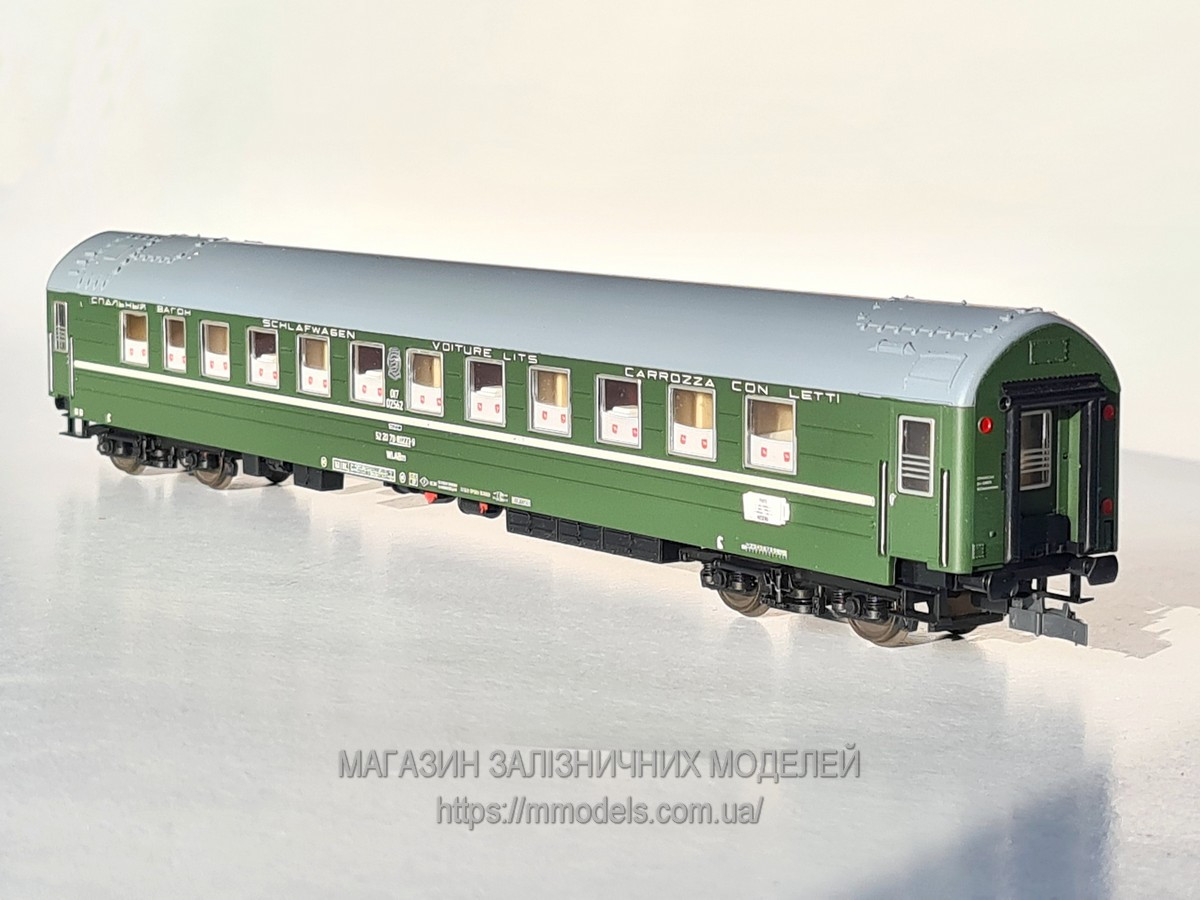 Sachsenmodelle 14328 Вагон пасажирський спальний, габарита РИЦ (RIC) Typ Y WLABm. СЖД,б/в масштабу 1:87, H0, фото 1